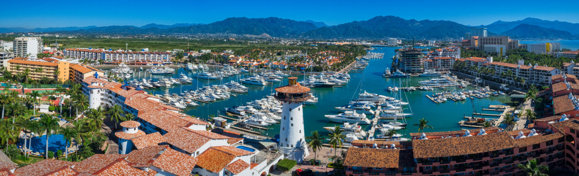aerial shot of marina in Puerto Vallarta